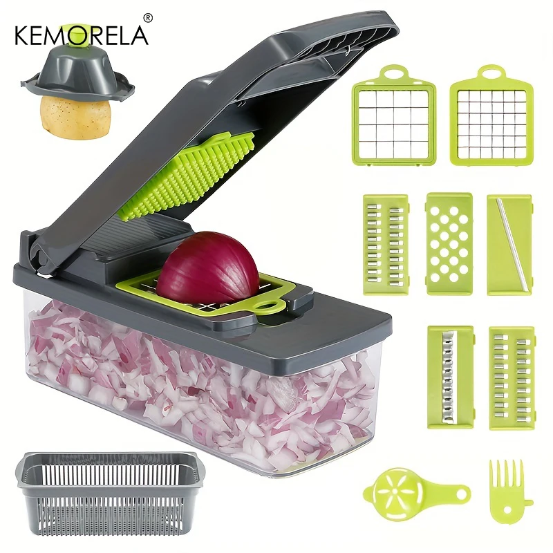 14/16 in 1 Vegetable Multifunctional Chopper Onion Potato Chopper Food Grate Food Grade Grater Kitchen Vegetable Slicer Dicer