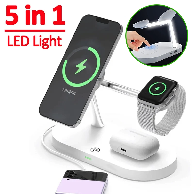 3 in 1 macsafe Magnetic Wireless Charger Stand for iPhone 15 14 13 Pro Max Apple Watch 8 7 Airpods Pro 2 3 Fast Charging Station