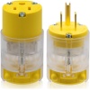 NEMA 5-15P/5-15R 2 Pole 3 Wire Grounding, Yellow (1-Set) Lighted Straight Blade Plug and Connector Set, 15 Amp 125-Volt