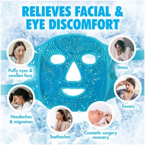 Face Ice Pack, Reusable Hot & Cold Ice Face Mask, Gel Ice Mask for Puffy Eyes and Swelling