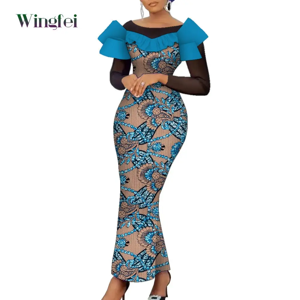 African Print Dresses for WoMen's Elegant Dashiki Maxi Long Dresses Ankara Fashion African WoMen's Clothes Nigerian Dresses WY2133