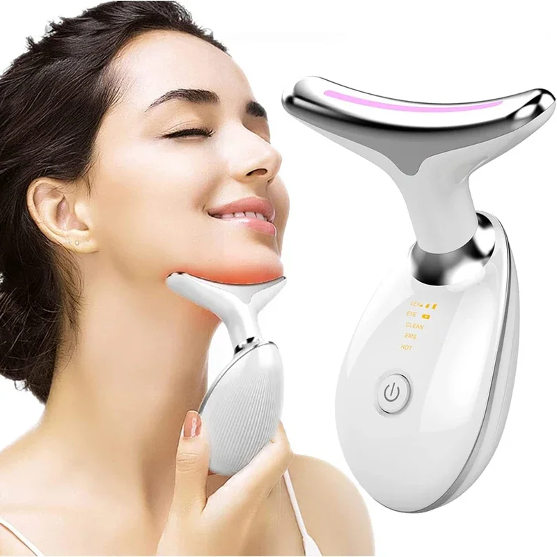 Beauty Neck Device Facial Lifting EMS Microcurrent Vibration Face Massager Anti Wrinkles Removal Tightening Skin Care Tool