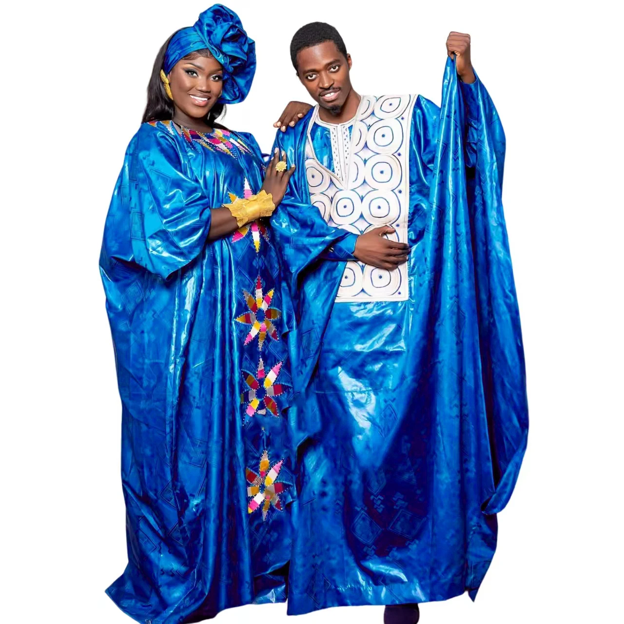 Dashiki for Couple,Advanced Embroidery African Men'ss Clothing Button up Dashiki Shirts and Pants Outfits 3 Pieces