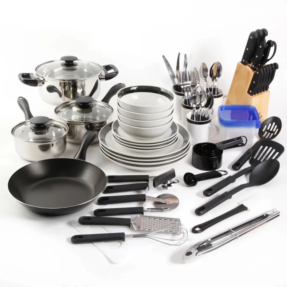 Kitchen In A Box 83-Piece Combo Set, Black camping kitchen