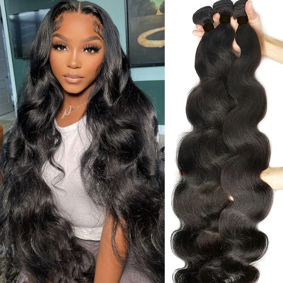 Luvin 28 30 32 40 Inch Brazilian Body Wave Human Hair Bundles Remy Hair water wave bundles Weaves Deals Wholesale tissage