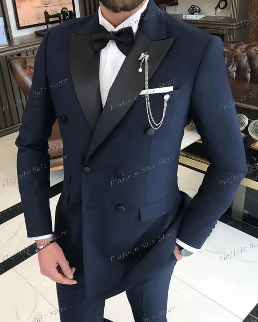 Men Slim Fit Tuxedo Groom Groomsman Business Suit Wedding Party Prom Formal Occasion 2 Piece Jacket Pants