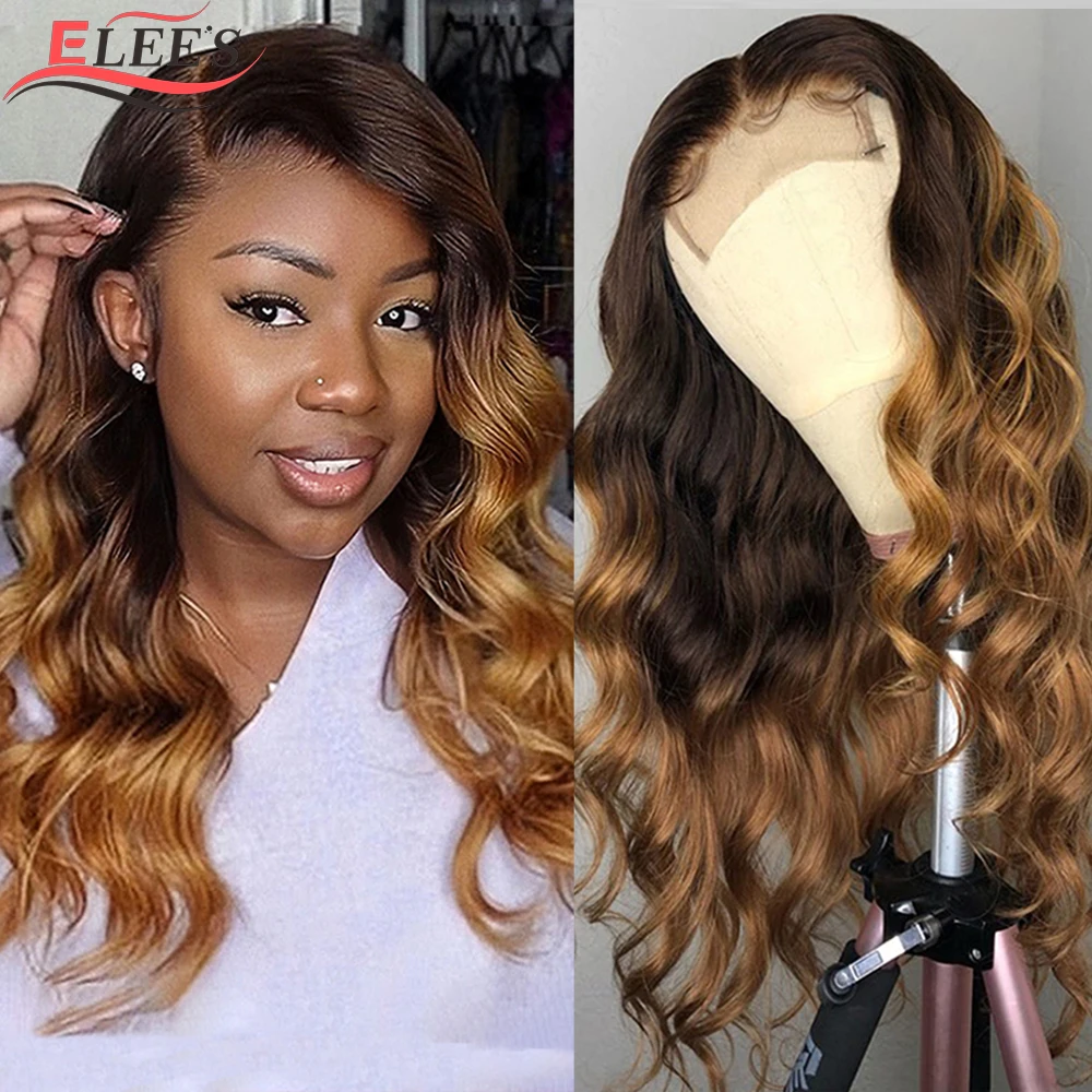 Ombre Lace Front Human Hair Wigs For Women Brazilian Body Wave Lace Front Wig Colored HD Transparent Lace Frontal Wig Human Hair