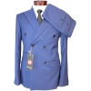 Blue Men Suit 100% Wool luxerious suit, made in Turkish slim fit fashion style for wedding prom party 2pcs sets