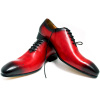 Men Dress Shoes Red Mix Black Wedding Business Elegant Formal Men Genuine Leather Shoes Lace Up Pointed Toe