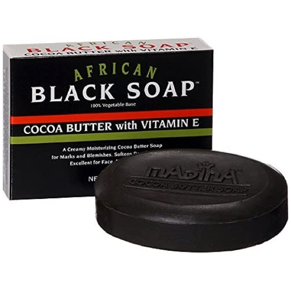 Madina African Black Soap Cocoa Butter with Vitamin E, 3.5 oz