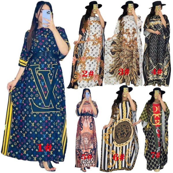 New Trendy Women African Kitenge Clothing Cotton Fat Abaya Kaftan Maxi Dress