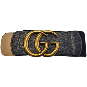 GC black Stretch Waist Belts High Quality Elastic Leather Ladies designer women Stretch Belts