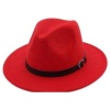 Classic Gentleman Fedora Hat with Big Flat Brimmed and Soft Belt, Fedora Warm Jazz Hat