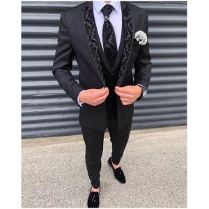 Formal Blazer Pants Vest Three Piece Groom Jacket Set Wedding Suit for Men