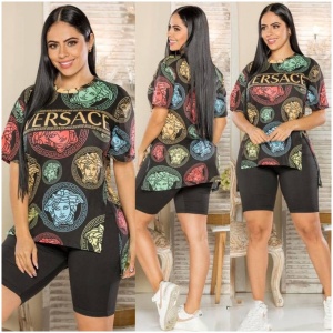 2pcs Sexy Designer Versace new Shirt and Short for women light and colorful