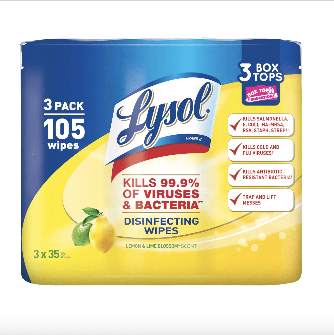 Lysol Lemon and Lime Wet Wipes  3 Pack